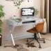 Brayden Studio® Cimone 43" W Height Adjustable Rectangle Computer Desk Wood in Gray | 29 H x 46 W x 18 D in | Wayfair