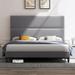 Latitude Run® Arelly Linen Platform Bed w/ Height Adjustable Headboard Upholstered/Linen in Gray | 47 H x 44 W x 76 D in | Wayfair