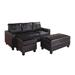 Black/Brown Sectional - Latitude Run® Navian Black Bonded Sectional Sofa w/ Ottoman Faux Leather | 35.5 H x 83.5 W x 57.5 D in | Wayfair