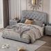 House of Hampton® Tartaglia Platform Bed Upholstered/Velvet/Metal in Gray | 47.6 H x 64.2 W x 84.3 D in | Wayfair 5ED365EA8A954AF081D0E48ED08147B6