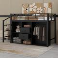 Alistair Twin 2 Drawer Loft Bed w/ Bookcase by Isabelle & Max™ Metal in Black/Gray | 55 H x 41 W x 92.5 D in | Wayfair