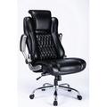 Inbox Zero Aradhya Faux Fur Executive Chair w/ Headrest Upholstered/Metal in Black | 44.09 H x 31.5 W x 28.1 D in | Wayfair