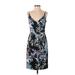 Black Halo Cocktail Dress - Party V Neck Sleeveless: Black Floral Dresses - Women's Size 4