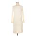 Gal Meets Glam Casual Dress - Sheath Crew Neck Long sleeves: Ivory Solid Dresses - Women's Size X-Small