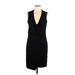 White House Black Market Casual Dress - Wrap V Neck Sleeveless: Black Print Dresses - Women's Size Large