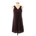 Carole Hochman Casual Dress - Mini V-Neck Sleeveless: Brown Solid Dresses - Women's Size X-Small