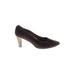 Stuart Weitzman Heels: Pumps Chunky Heel Work Brown Solid Shoes - Women's Size 7 - Almond Toe