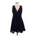 Elizabeth and James Casual Dress - A-Line: Blue Solid Dresses - Women's Size Medium