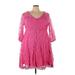 Torrid Casual Dress - A-Line Scoop Neck 3/4 sleeves: Pink Solid Dresses - New - Women's Size 2X Plus