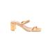 by FAR Sandals: Slip-on Chunky Heel Minimalist Tan Solid Shoes - Women's Size 40 - Open Toe