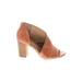 CATHERINE Catherine Malandrino Heels: Slip On Stacked Heel Bohemian Tan Solid Shoes - Women's Size 8 1/2 - Open Toe