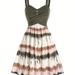 Tie Dye Print Fake Button Dress, Casual Sleeveless Backless For Summer, Women's Clothing