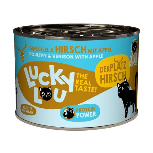 Paquet économique : 24x200g Lucky Lou Lifestage Adult volaille & cerf nourriture pour chat humide