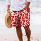 Herren Boardshorts Badeshorts Badehose Schwimmshorts Bademode Kordelzug mit Mesh-Futter Elastische Taille Herz Komfort Atmungsaktiv Kurz Festtage Urlaub Strand Urlaub Hawaiianisch Rote Blau