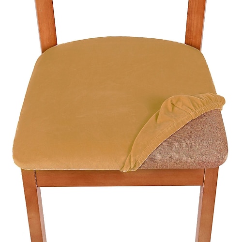 2 Stück Stuhlhussen Sitzbezüge für Esszimmerstühle aus Samt, schwarz-weißer Schonbezug, elastischer Esszimmer-Kissenbezug, abnehmbarer, waschbarer Möbelschutz mit Bändern Image