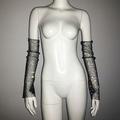 Transparenter Mesh-Strassstein Handlose Handschuhe Lange Handschuhe Metallisch Glanz Sexy Spitze Für Scheibe Cosplay Karneval Damen Modeschmuck Modeschmuck