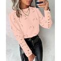 Damen Bluse Herz Casual Taste Bedruckt Raglanärmel Schwarz Langarm Elegant Rundhalsausschnitt Frühling Sommer