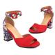 Damen Sandalen Schuhe bedrucken Party Urlaub Blumen Blockabsatz Peep Toe Elegant Urlaub Wildleder Knöchelriemen Schwarz Gelb Rot