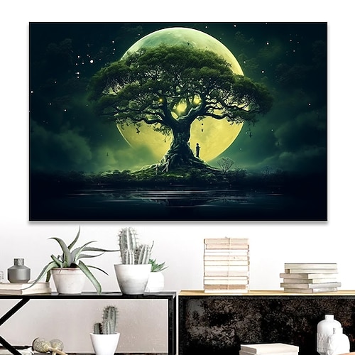 Landschafts-Wandkunst-Leinwand, Baum des Lebens, Drucke und Poster, Bilder, dekorative Stoffmalerei für Wohnzimmer, Bilder ohne Rahmen Image