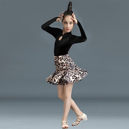 Tanzkleidung für Kinder Röcke Plissee Muster / Druck Horizontal gerüscht Mädchen Leistung Ausbildung Langarm Polyester velvet Image