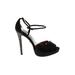 Badgley Mischka Heels: Black Print Shoes - Women's Size 6 1/2 - Open Toe