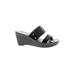 Lauren by Ralph Lauren Wedges: Black Print Shoes - Women's Size 7 1/2 - Open Toe