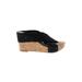 Lucky Brand Wedges: Black Solid Shoes - Women's Size 7 1/2 - Open Toe