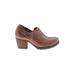 Born Heels: Slip On Stacked Heel Bohemian Brown Solid Shoes - Women's Size 6 1/2 - Round Toe