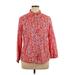 Tommy Hilfiger Long Sleeve Button Down Shirt: Red Paisley Tops - Women's Size X-Large - Print Wash