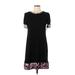 B. Smart Casual Dress - Shift: Black Floral Motif Dresses - New - Women's Size Large