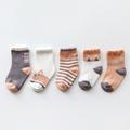 Toddler Unisex 5 Pairs Socks Fox series cat series Love series Striped Jacquard Spring Fall Cute Home 1-5 Years