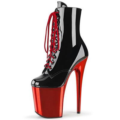 Women's Dance Boots Pole Dancing Shoes Performance Stilettos Ankle Boots Platform Solid Color Slim High Heel Round Toe Zipper Adults' Red / Black Bright Black Black