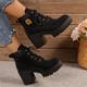 Women's Boots Combat Boots Lace Up Boots Comfort Shoes Outdoor Daily Solid Color Booties Ankle Boots Winter Lace-up Chunky Heel Round Toe Elegant Vintage Fashion Walking PU Lace-up Black Brown