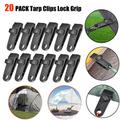 Tarp Clips Lock Grip, 20pcs/set Tarp Clamps Heavy Duty, Shark Tent Fasteners Clips Holder, Pool Awning Cover Bungee Cord Clip, Car Cover Clamp