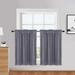 Velvet Valance for Kitchen Tier Curtains for Small Windows Room Darkening Curtains Cafe Curtains for Living Room Bedroom Bathroom 26 W x 30 L Grey