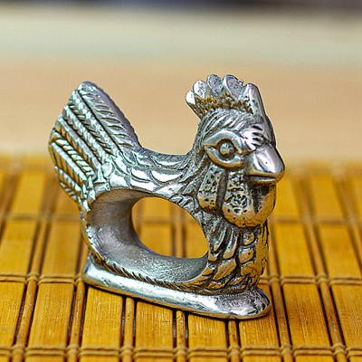 Chicken Delight,'Textured Pewter Chicken Napkin Ring Handcrafted in Mexico'