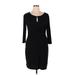 New York & Company Casual Dress - Sheath Keyhole 3/4 sleeves: Black Solid Dresses - Women's Size X-Large