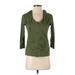 The Balance Collection by Marika Zip Up Hoodie: Green Solid Tops - Women's Size Medium