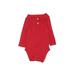 Cat & Jack Long Sleeve Onesie: Red Solid Bottoms - Size 3-6 Month