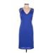 Bar III Casual Dress - Party V-Neck Sleeveless: Blue Print Dresses - New - Women's Size Medium