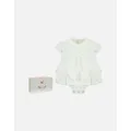 Lapin House Baby Girl's Baby Girls Cream Bow Romper - Size: 6-9 months
