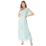 Plus Size Women's Sweetheart-Neck Embellished Lace Gown by Roaman's in Mint Rose Bouquet (Size 24 W)