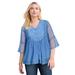 Plus Size Women's Swiss Dot Georgette Tunic by Roaman's in Horizon Blue (Size 26 W)