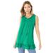 Plus Size Women's Tiered Babydoll Tank by Roaman's in Tropical Emerald (Size 12)