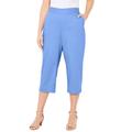 Plus Size Women's Flat Front Linen Capri by Catherines in Stone Blue (Size 1XWP)