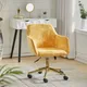 Living And Home Yellow Velvet Swivel Home Office Chair Desk Chair With Flared Arms