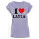 T-Shirt MERCHCODE "Damen Ladies I Love Layla T-Shirt" Gr. M, lila (lilac) Herren Shirts T-Shirts