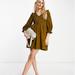 Madewell Dresses | Madewell Smocked Flannel Lucie V-Neck Olive Green Mini Dress | Color: Green | Size: 2x