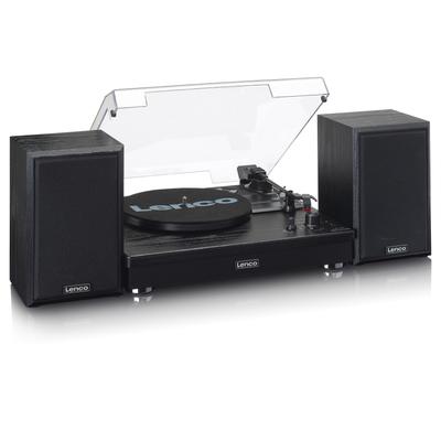 LENCO Plattenspieler "LS-101BK Plattenspieler mit Bluetooth und separaten Lautsprechern", schwarz, B:17cm H:45cm T:54cm, Plattenspieler Image