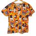 Disney Tops | Disney Halloween Made To Perfection Mickey Minnie Mouse Medium Orange Scrub Top | Color: Orange | Size: M